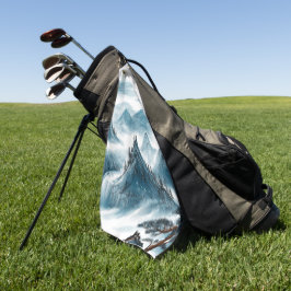 Toalla De Golf Pintura de las Montañas Rodando Azul Clásico