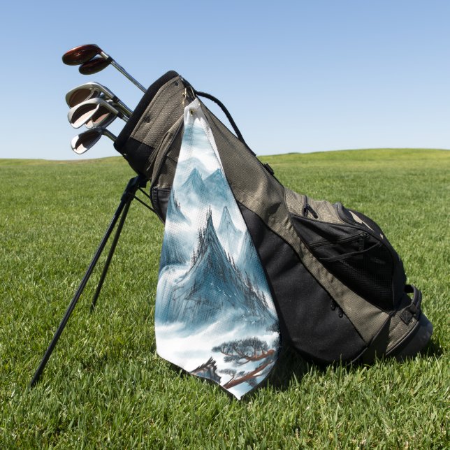 Toalla De Golf Pintura de las Montañas Rodando Azul Clásico (Verde)