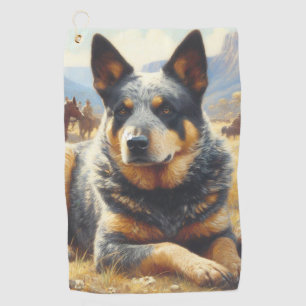 Toalla De Golf Pintura de perro de ganado antiguo de Australia