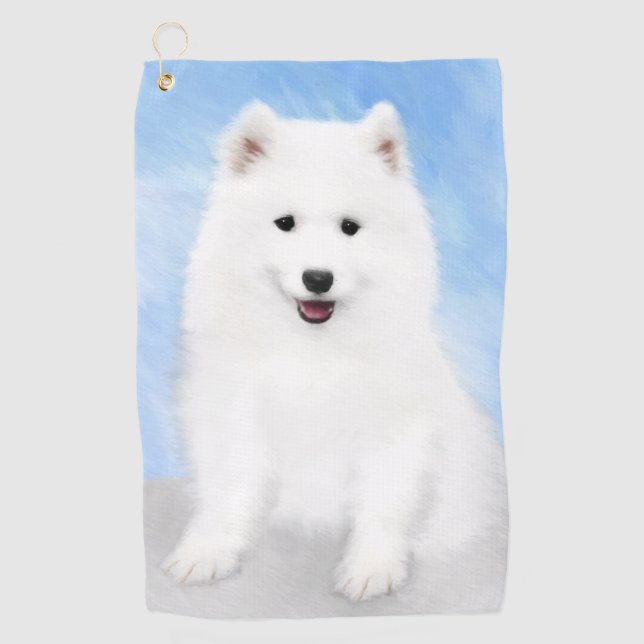 Toalla De Golf Pintura de pimienta de Samoyed - Arte Perro Origin (Anverso)