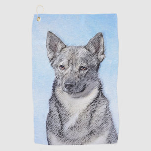 Toalla De Golf Pintura de Vallhund Sueca - Arte Perro Original Cu