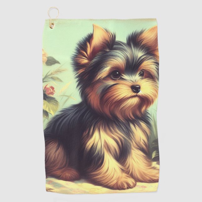 Toalla De Golf Pintura de Yorkshire Terrier (Anverso)