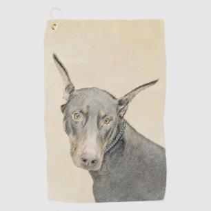 Toalla De Golf Pintura Doberman Pinscher - Original Dog Art