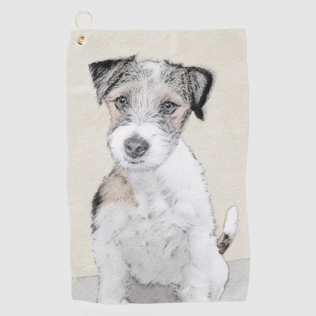 Toalla De Golf Pintura en bruto Russell Terrier - Arte Perro Orig (Anverso)