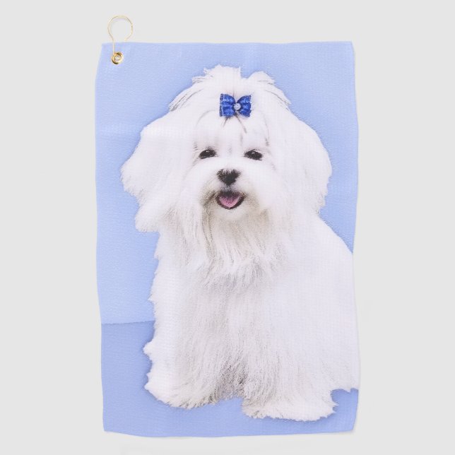 Toalla De Golf Pintura maltesa - Arte original del perro (Anverso)