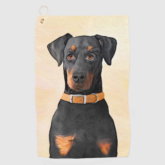 Toalla De Golf Pintura original de Doberman Pinscher sin cortar (Anverso)