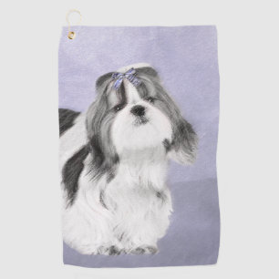 Toalla De Golf Pintura Shih Tzu - Arte Perro Original.