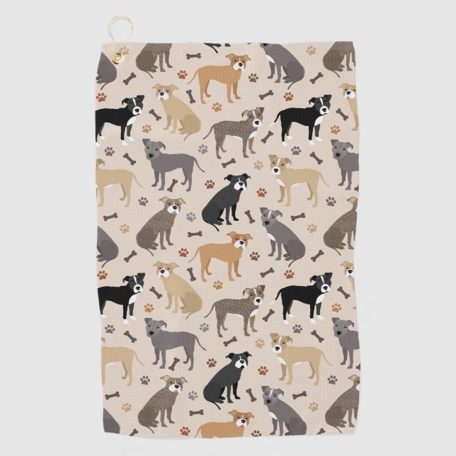 Toalla de golf Pitbull Paws and Bones (Anverso)