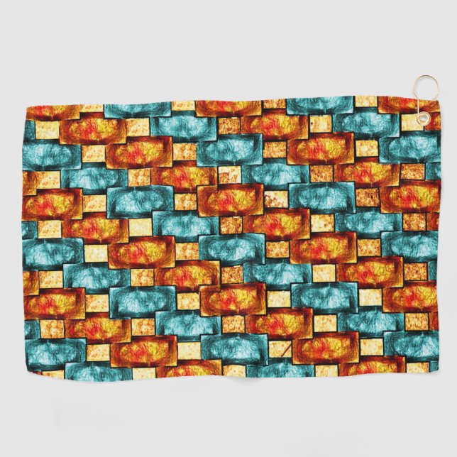 Toalla De Golf Placas rectangulares talladas y manchadas, cian na (Horizontal)