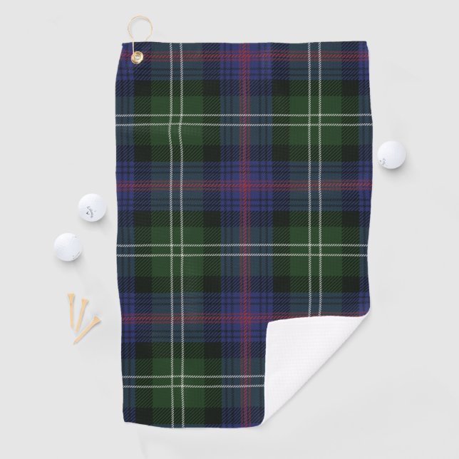 Toalla De Golf Plaid Clan Sutherland Purple Black Check Tartán (In situ)