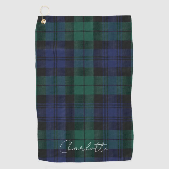 Toalla De Golf Plaid Rústico Elegante Verde Tartán (Anverso)