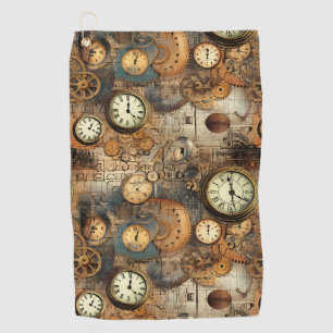 Toalla De Golf Planos de ingeniería Steampunk marrón latón