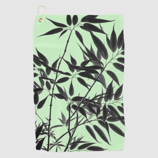 Toalla De Golf Planta de bambú verde menta y negro (Anverso)