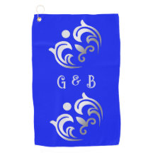 Plata simple monogramada en azul |