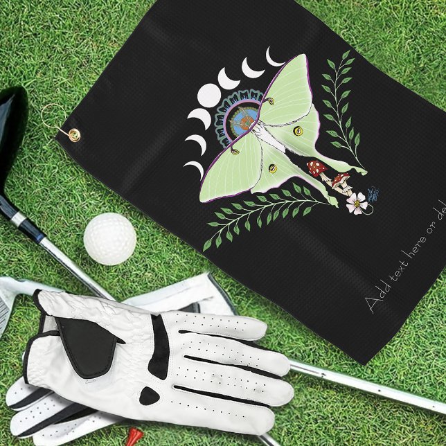 Toalla De Golf Polilla Lunar Etérea Mística Verde Celestial (Subido por el creador)