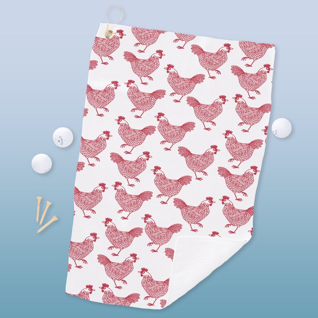 Toalla De Golf Pollo Hen (Chicken hen poultry pattern golf towel)