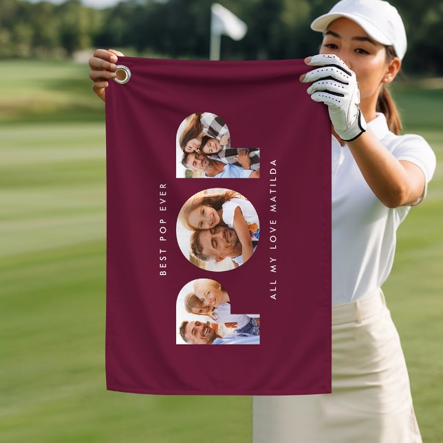 Toalla De Golf Pop multi foto moderno burgundy elegante regalo (Subido por el creador)