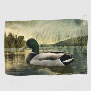 Toalla De Golf Postal aleteada de pato mallard vintage