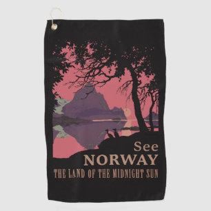 Toalla De Golf Póster Minimalista de Atardecer en Noruega - Fiord