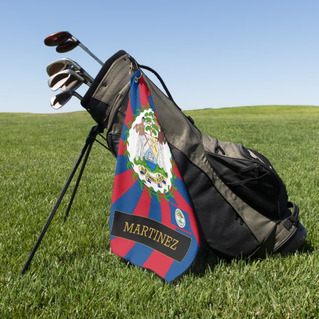 Toalla De Golf Premium Belice Golf & Bandera Belice / Patriotas (Verde)