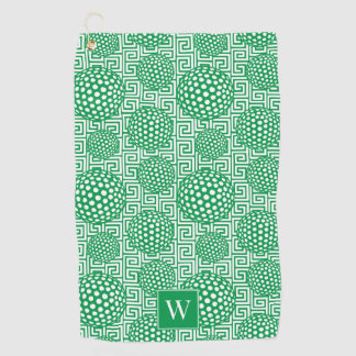 Toalla De Golf Preppy Golf Greek Key - Classic Green & White
