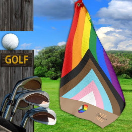 Toalla De Golf Progreso Bandera Arcoiris y Orgullo monogramado / 