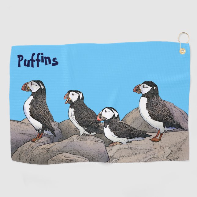Toalla De Golf Puffins atlánticos (Horizontal)