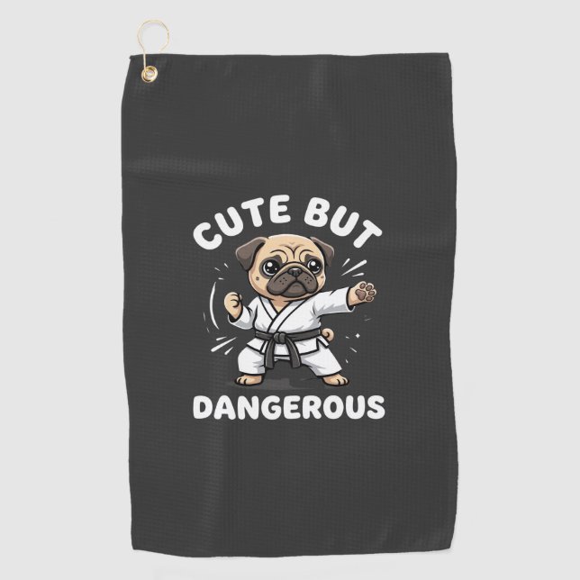Toalla De Golf Pug de karate lindo pero peligroso (Anverso)