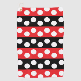 Toalla De Golf Punto de polka rojo y negro