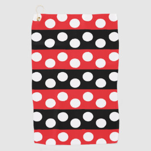 Toalla De Golf Punto de polka rojo y negro