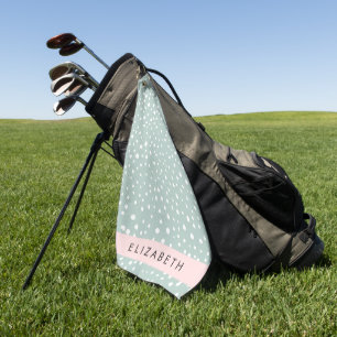 Toalla De Golf Puntos Dalmacianos Verdes Mint, Puntos, Tu Nombre