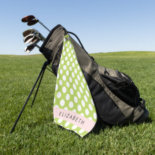 Toalla De Golf Puntos de Polka Verde, Patrón de Punto de Polka, S