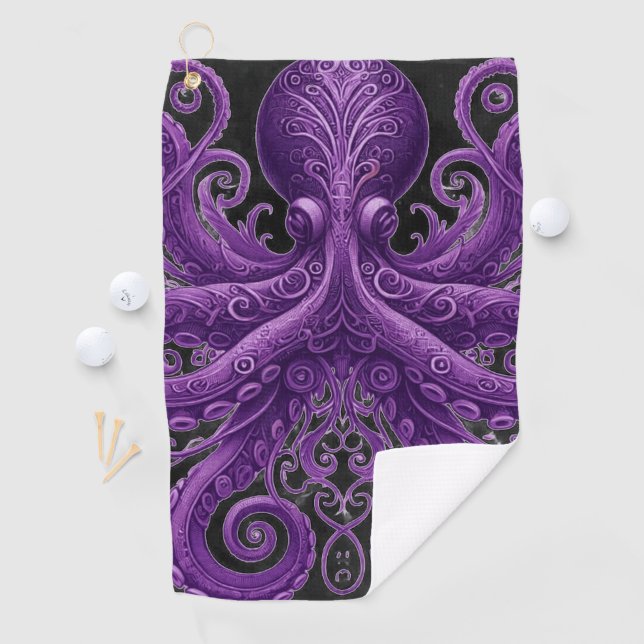 Toalla De Golf Purple Octopus Victorian Steampunk Kraken  (In situ)