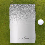Toalla De Golf Purpurina de Monograma Plateado Sparkle Girly Scri<br><div class="desc">Purpurina De Espuma Metálica De Relieve metalizado De Faux Plata Cepillado Monograma Metalizado Nombre Toalla De Golf. Esto hace que el dulce perfecto cumpleaños 16, boda, ducha de novia, aniversario, ducha de bebé o fiesta de soltera sea regalo para alguien que ama el lujo glam y los estilos de moda....</div>