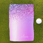 Toalla De Golf Purpurina de monograma púrpura Sparkle Girly Scrip<br><div class="desc">Purpurina De Espuma Metálica De Relieve metalizado Púrpura Faux Cepó El Monograma Metalizado Nombre Toalla De Golf. Esto hace que el dulce perfecto cumpleaños 16, boda, ducha de novia, aniversario, ducha de bebé o fiesta de soltera sea regalo para alguien que ama el lujo glam y los estilos de moda....</div>