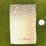 Toalla De Golf Purpurina de oro Girly Lujo Monograma Moderno Nomb<br><div class="desc">Purpurina De Espuma Metálica De Relieve metalizado Faux De Oro Cepilló El Monograma Metalizado Nombre Toalla De Golf. Esto hace que el dulce perfecto cumpleaños 16, boda, ducha de novia, aniversario, ducha de bebé o fiesta de soltera sea regalo para alguien que ama el lujo glam y los estilos de...</div>