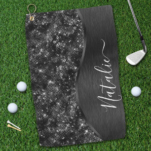 Toalla De Golf Purpurina negro metálico personalizado