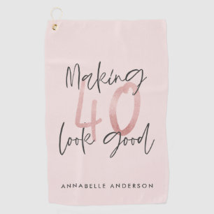 Toalla De Golf purpurina rosa brillante moderno con estilo 40 año