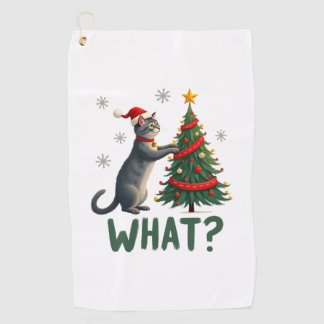 Toalla De Golf Qué Gato Divertido Empujando El Árbol De Navidad S