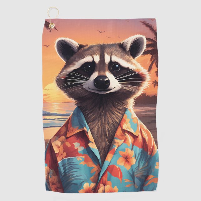 Toalla De Golf Raccoon Holiday (Anverso)