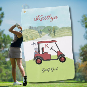 Toalla De Golf Radiantes en rojo carrito de golf escénico con nom
