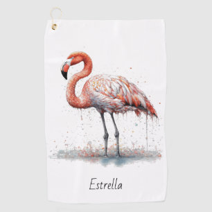 Toalla De Golf Radio Flamingo: Arte acuarela, personalizado