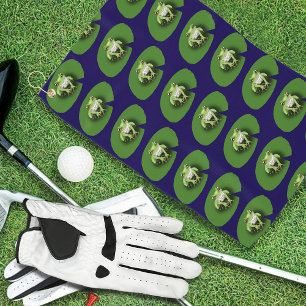 Toalla De Golf Rana Verde Americana sobre hoja de nenúfar