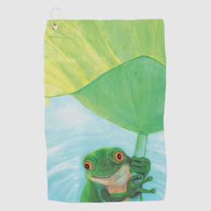 Toalla De Golf Rana verde bajo Lily Pad