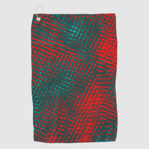 Toalla De Golf Rasgos cruzados rojos sobre el cyan carbonizado