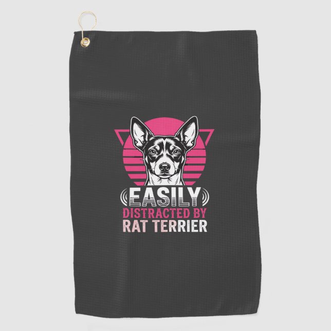 Toalla De Golf Rat Terrier Fácilmente Distraído Perro Retro (Anverso)
