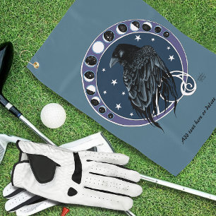 Toalla De Golf Raven Moon Phases Stars Blue