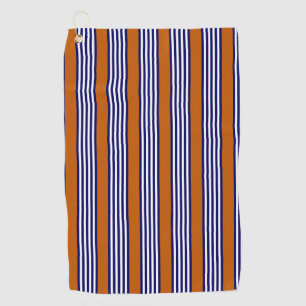 Toalla De Golf Rayas azul y blanca de la marina con naranja quema