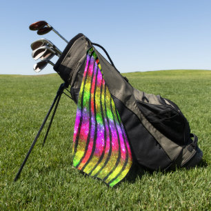 Toalla De Golf Rayas Brillantes Arcoíris Neon