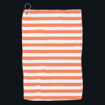 Toalla De Golf Rayas de color coral naranja Vacaciones Pastel de<br><div class="desc">Clásico retro clásico Naranja de color coral y rayas blancas,  diseño de moda de los rayos solares de playa de verano. Naranja clásico Coral color estriado decoración y accesorios de casa. Bandas horizontales en la moda clásica de color coral Naranja,  mantas.</div>